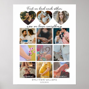 Poster Collage photo de la grossesse avec citation Coeur