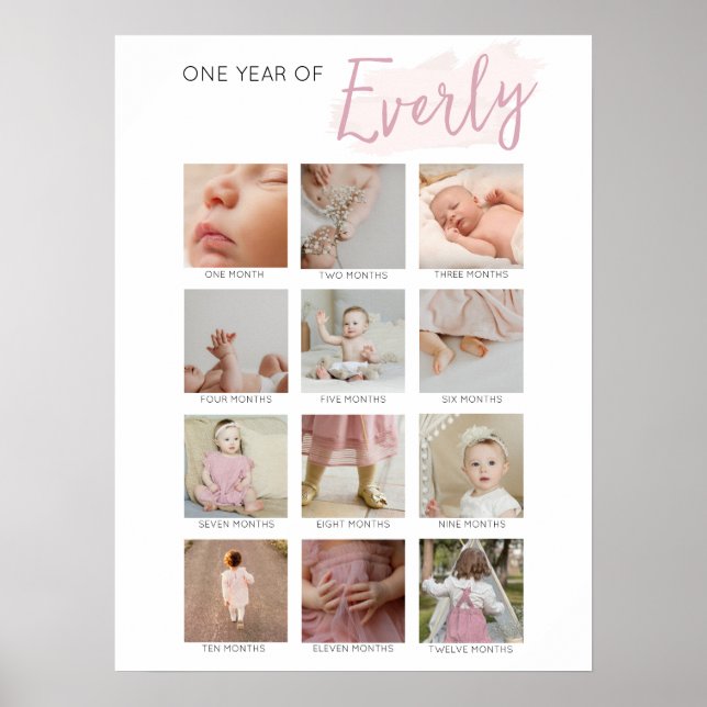Poster Collage photo de la première année pour bébés (Devant)