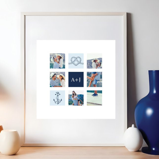 Poster Collage Photo De L'Engagement Personnalisé Liant L (Custom Engagment Photo Collage Tying The Knot Poster)