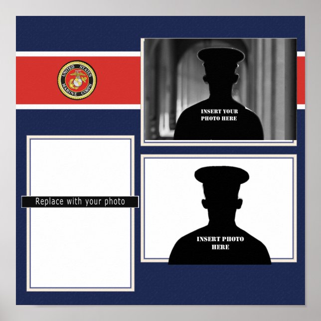 Poster Collage photo de reconnaissance de phoque USMC (Devant)