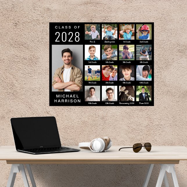 Poster Collage photo de remise de diplôme moderne 17 noir (Créateur téléchargé)