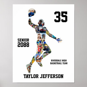 Poster Collage photo de sport silhouette de joueur de bas