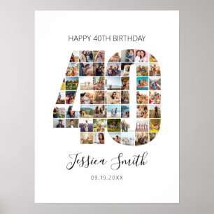 Poster Collage photo du 40e anniversaire