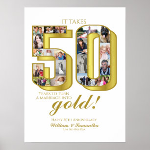 Poster Collage photo du 50e anniversaire du Mariage