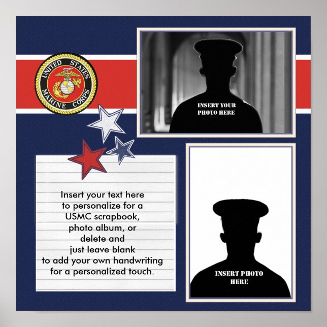 Poster Collage photo du Corps des Marines patriotiques (Devant)