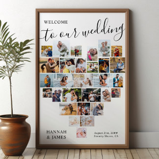 Poster Collage photo en forme de coeur 29 Mariage de phot