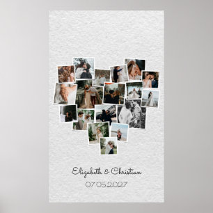 Poster Collage photo en forme de coeur Mariage romantique