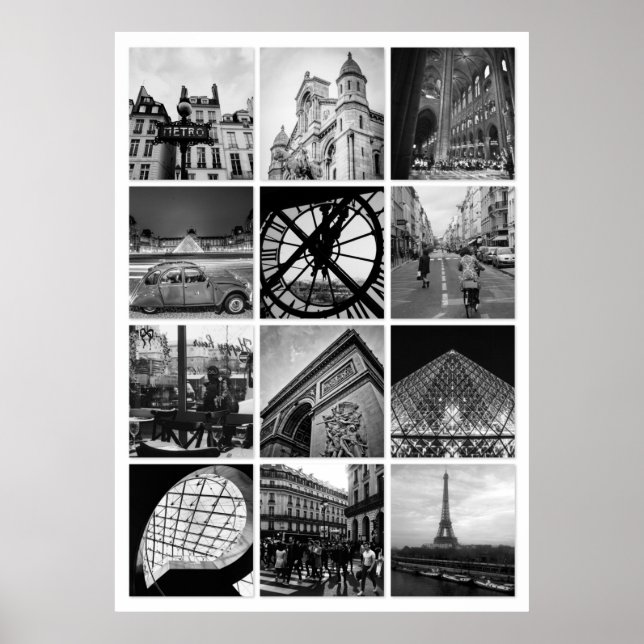 Poster Collage photo en noir et blanc de PARIS (Devant)