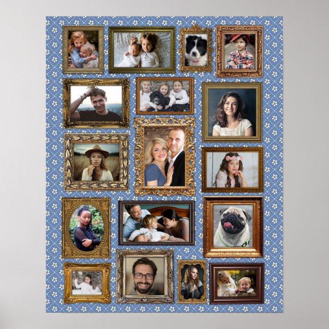 Poster Collage Photo Famille 17 Photos Cadres Fancy Facil (Devant)