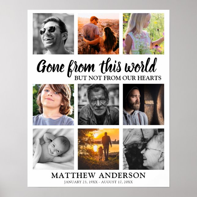 Poster Collage photo funéraire | Mémorial (Devant)