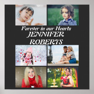 Poster Collage photo funéraire moderne personnalisé 6 