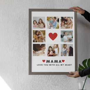 Poster Collage Photo Maman We Love You Best Mother Cadeau