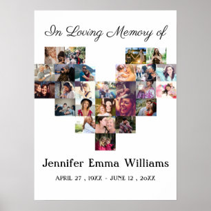 Poster Collage photo mémorial élégant Sympathie funéraire