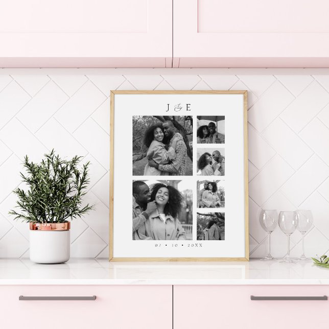 Poster Collage photo moderne Script Monogramme Couples (Créateur téléchargé)