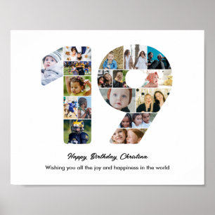 Poster Collage photo numéro 19 pour fête d'anniversaire 1