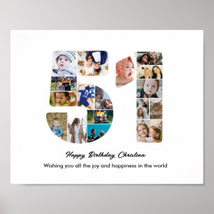 Poster Collage photo numéro 51 pour fête d'anniversaire 5