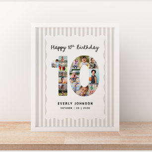 Poster Collage photo numéro d'anniversaire tendance 10 16