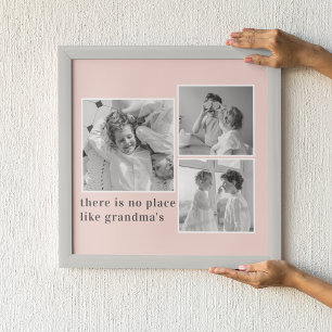 Poster Collage Photo Pastel Pink Meilleur grand-mère Pois