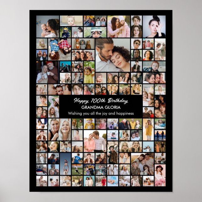 Poster Collage photo personnalisé 100 photos 100e anniver (Devant)