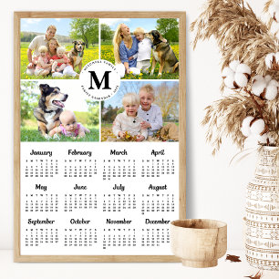 Poster Collage photo personnalisé 2025 Monogramme Calendr