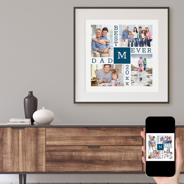 Poster Collage photo personnalisé Meilleur papa jamais Mo (Créateur téléchargé)