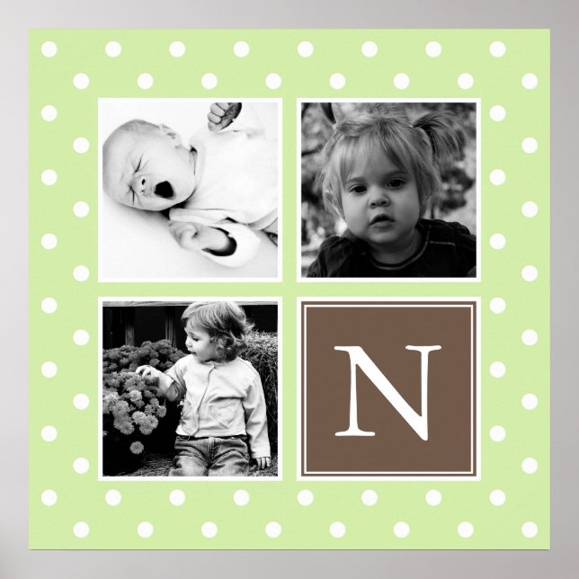 Poster Collage photo personnalisé Motif Pois vert (Devant)