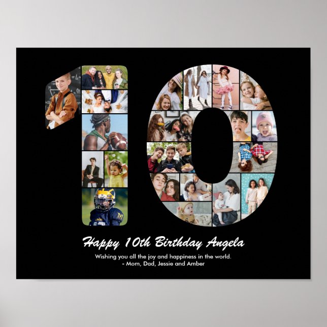Poster Collage photo personnalisé numéro 10 pour 10ème an (Devant)
