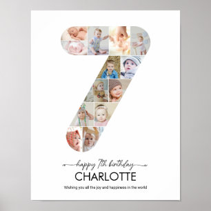 Poster Collage photo personnalisé numéro 7 pour 7ème anni