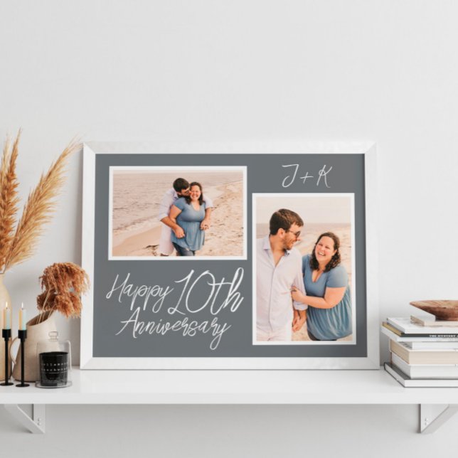 Poster Collage photo personnalisé pour les 10 ans de mari (Custom 10th Wedding Anniversary Photo Collage Poster
)
