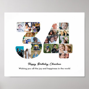 Poster Collage photo pour la 34e fête d'anniversaire Numé