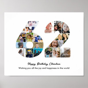 Poster Collage photo pour la 62e fête d'anniversaire Numé