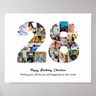 Poster Collage photo pour la fête des 28 ans Numéro 28