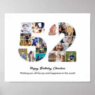 Poster Collage photo pour la fête du 52e anniversaire Num