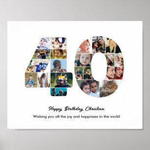 Poster Collage photo pour les 40 ans avec le numéro 40