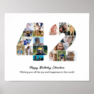 Poster Collage photo pour les 42 ans avec le numéro 42