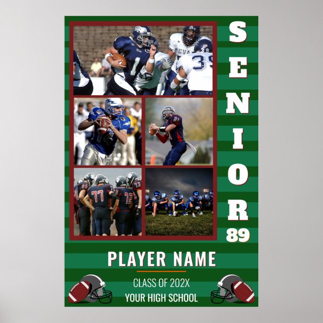 Poster Collage photo senior de football sur mesure (Devant)