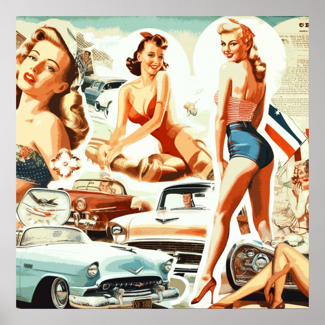 Poster Collage Pinups rétro (Devant)