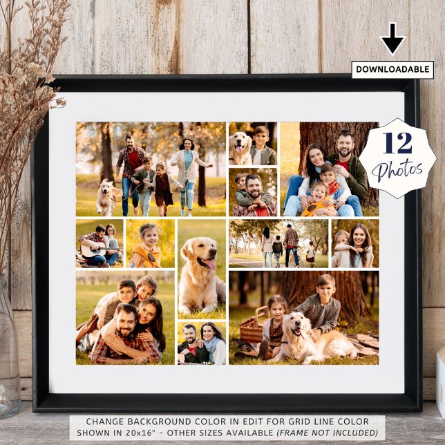 Poster Collage Simple de 12 Photos Uniques (Créateur téléchargé)