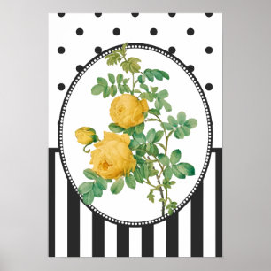 Poster Collage vintage Roses Jaunes Imprimer