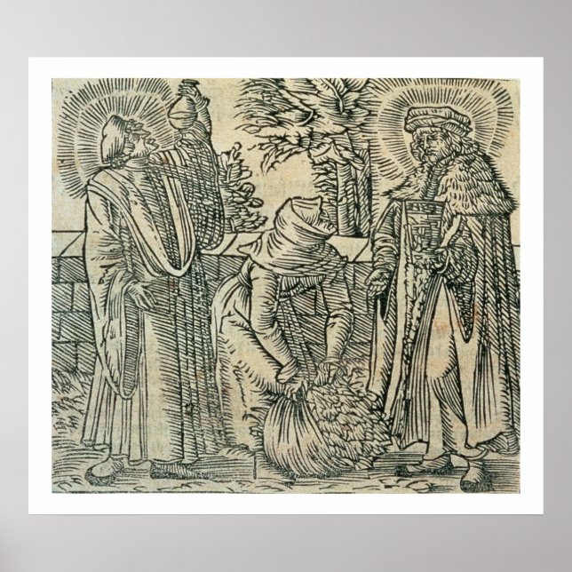 Poster Collecting Herbs for Medicine, 1534 (coupe à bois) (Devant)