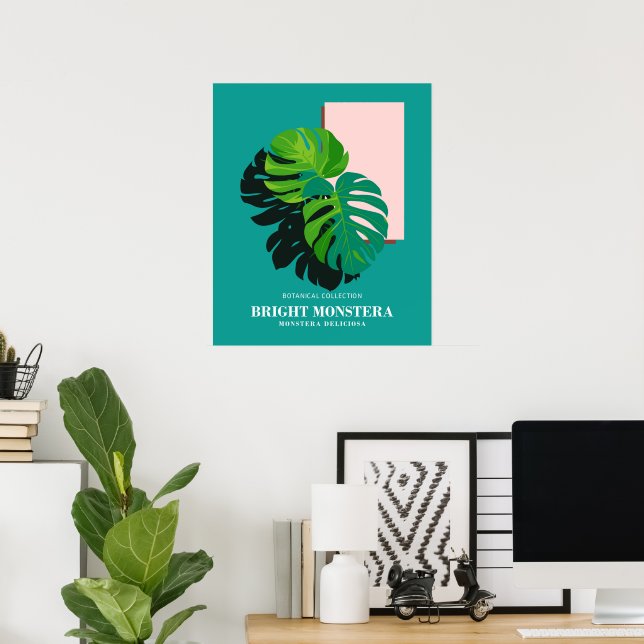 Poster Collection Botanique Monstera Lumineuse Mur Art (Bureau à domicile)