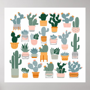 Poster Collection Cactus dans Pots Design