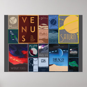 Poster Collection d'affiches de voyages spatiaux