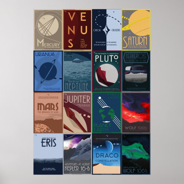 Poster Collection d'affiches sur les voyages dans l'espac (Devant)