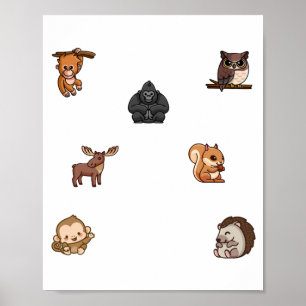 Poster Collection d'animaux sauvages