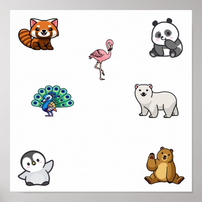 Poster Collection d'animaux sauvages (Devant)