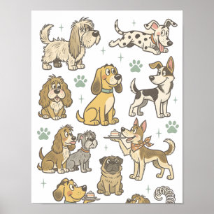 Poster Collection de cliparts de chiens de dessin animé v