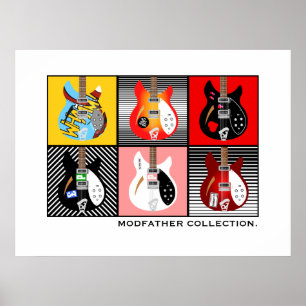 Poster Collection de guitares électriques Mod Brit Pop Ar