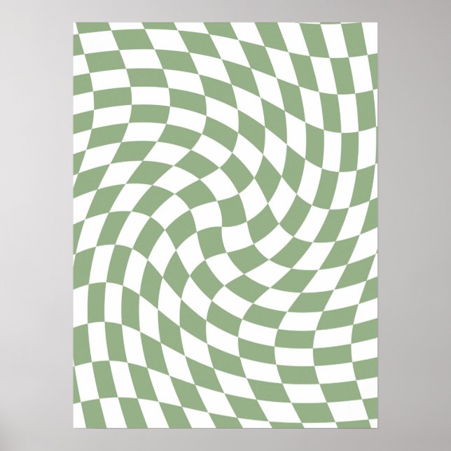 Poster Collection de mariage Vert Sauge à carreaux déform (Devant)