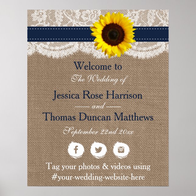 Poster Collection de Mariages de tournesol rustique - Mar (Devant)